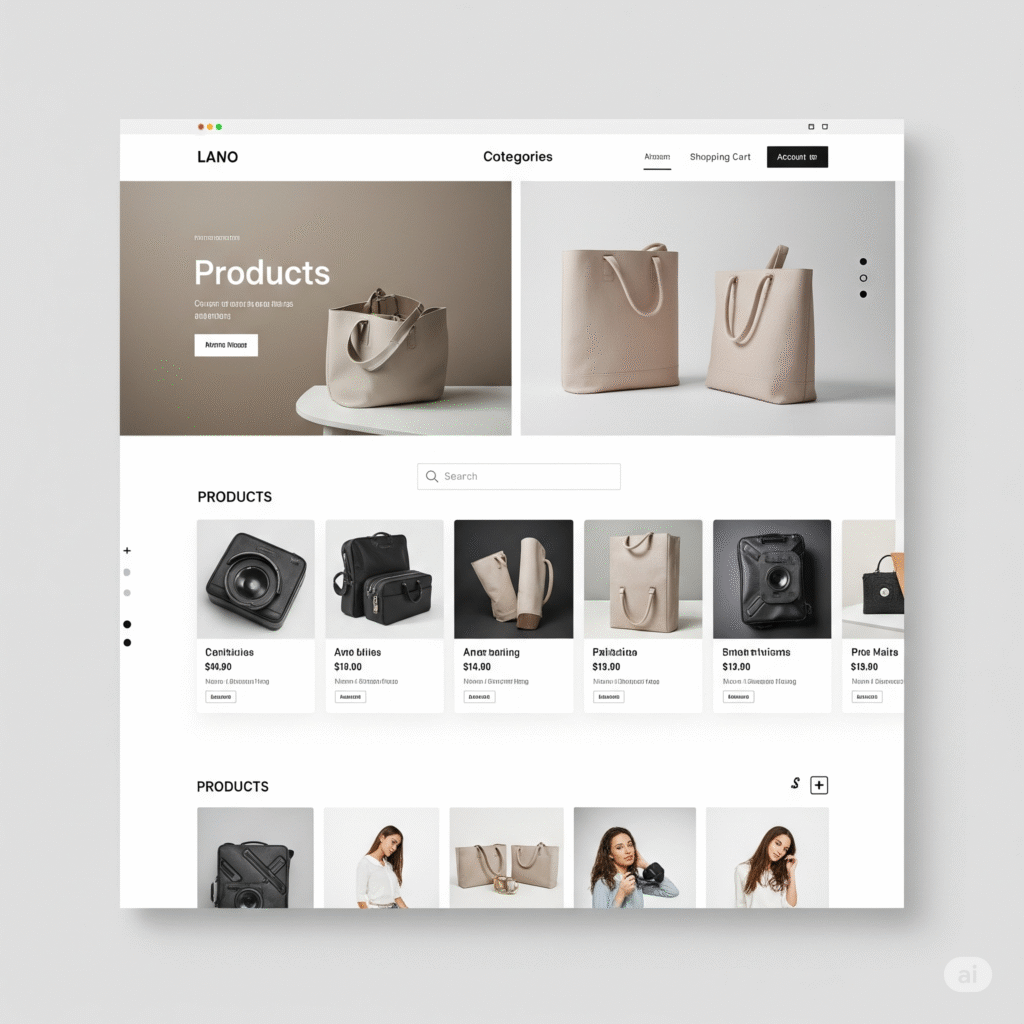 Lifestyle product and bag e-commerce website template