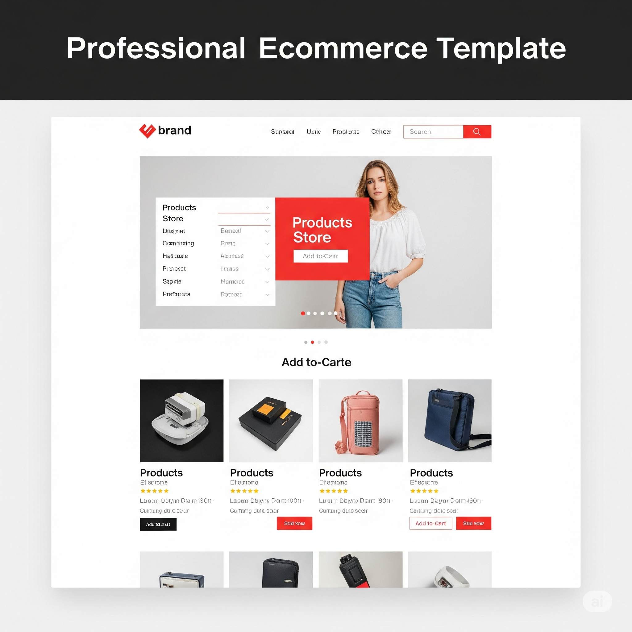 Lifestyle product and bag e-commerce website template